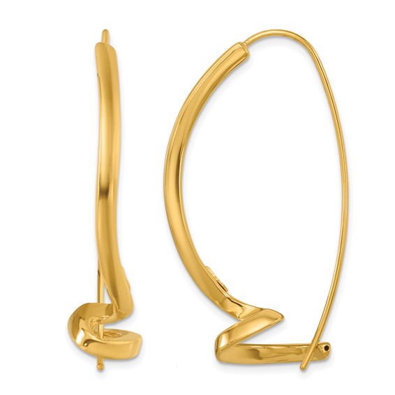 Herco 14K Polished Fancy Twisted Swirl Wire Threader Earrings