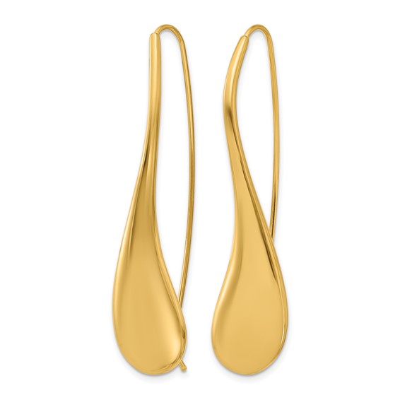 Herco 14K Polished Puffed Teardrop Threader Earrings
