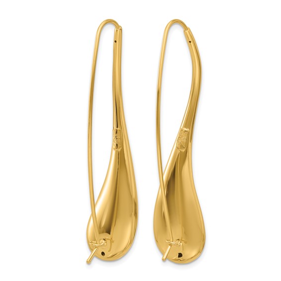 Herco 14K Polished Puffed Teardrop Threader Earrings