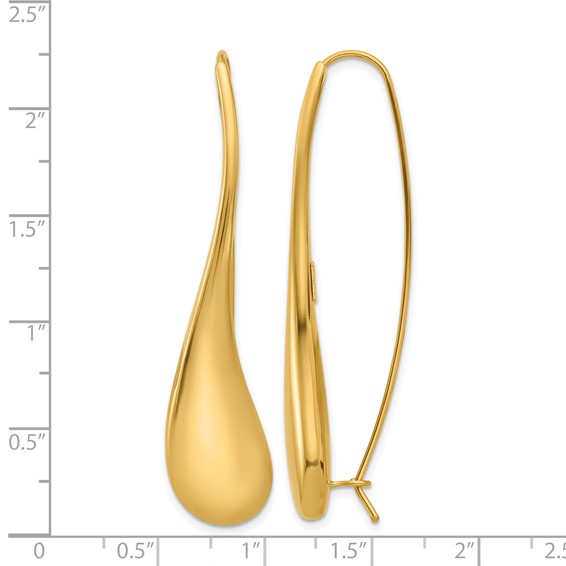 Herco 14K Polished Puffed Teardrop Threader Earrings