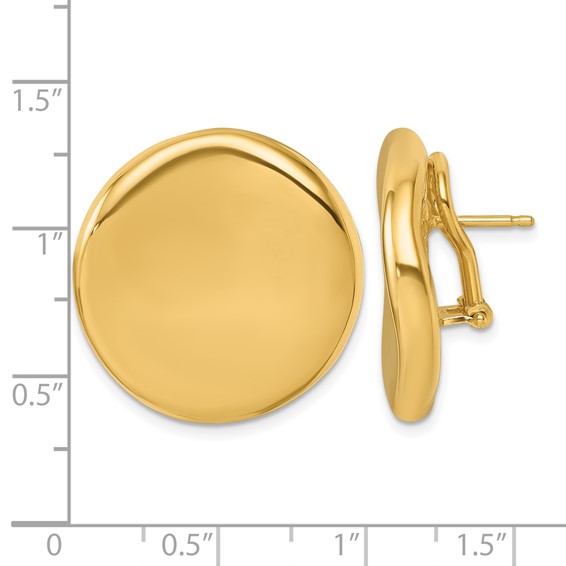 HERCO Gold Puffed Circle Omega Back Earrings