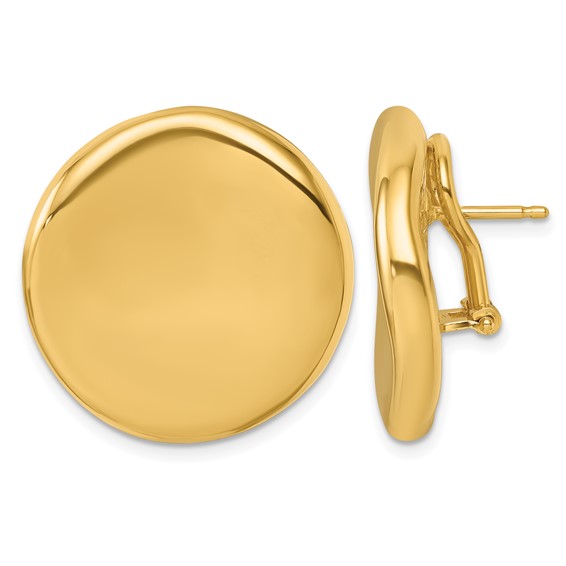 HERCO Gold Puffed Circle Omega Back Earrings