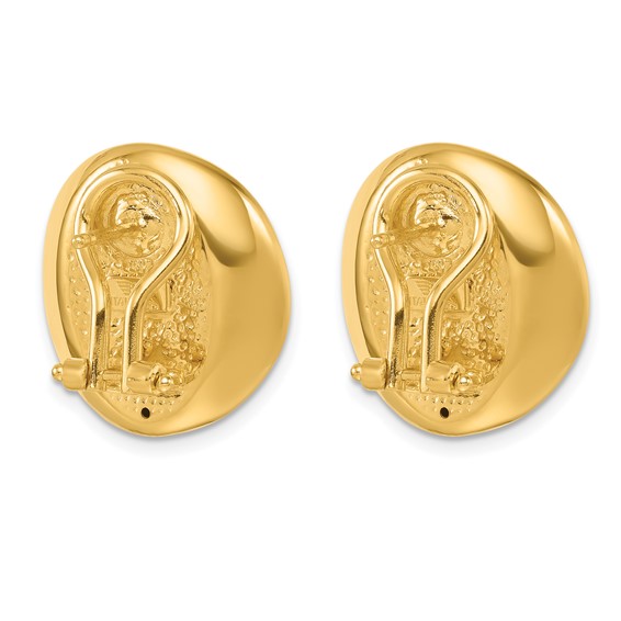 Herco 14K Polished 19.0mm Puffed Button Omega Back Earrings