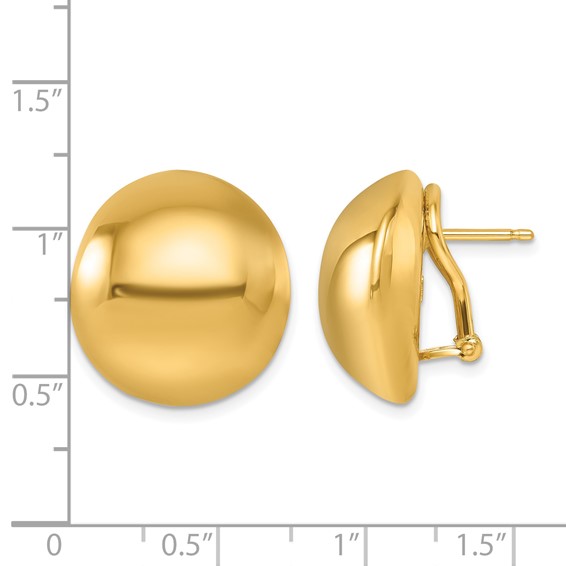 Herco 14K Polished 19.0mm Puffed Button Omega Back Earrings