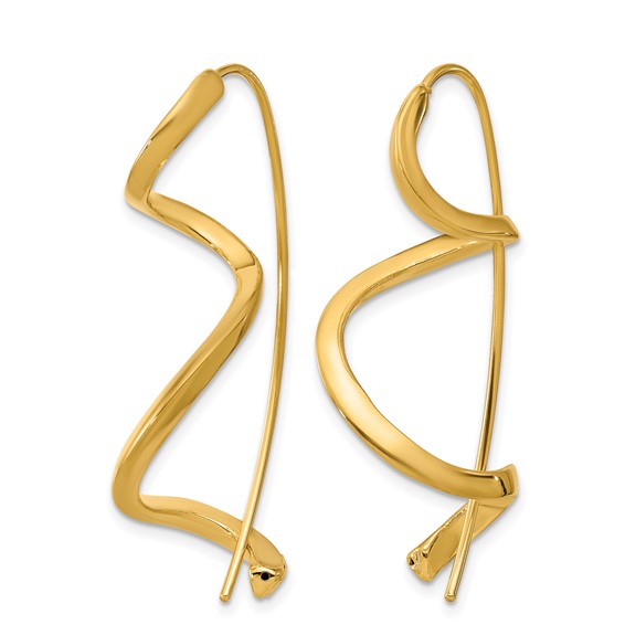 Herco 14K Polished Fancy Twisted Swirl Wire Threader Earrings