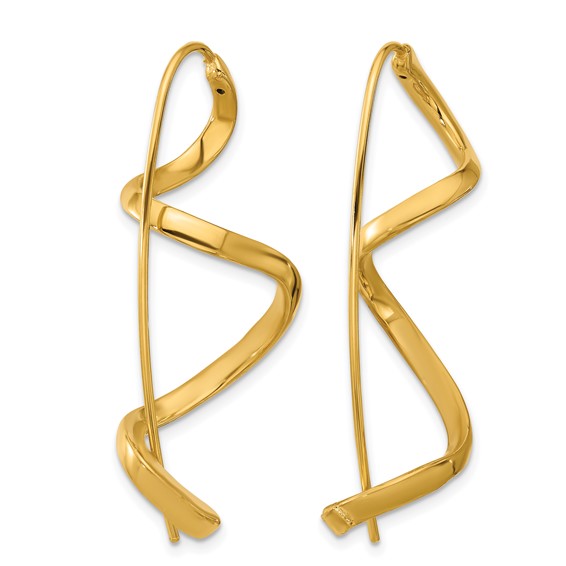Herco 14K Polished Fancy Twisted Swirl Wire Threader Earrings