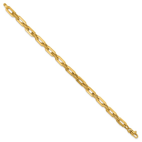 Herco 14K Polished and Textured Fancy Link 7.5 inch Bracelet
