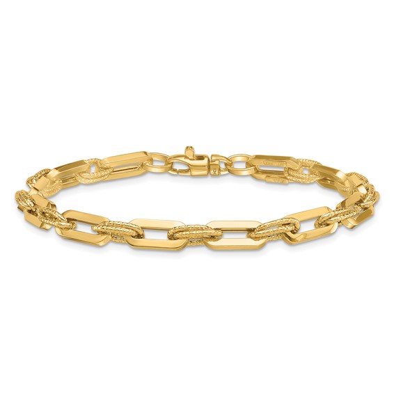 Herco 14K Polished and Textured Fancy Link 7.5 inch Bracelet