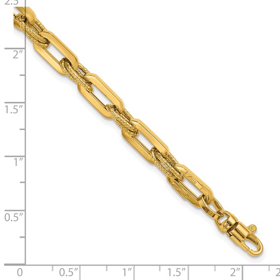 Herco 14K Polished and Textured Fancy Link 7.5 inch Bracelet