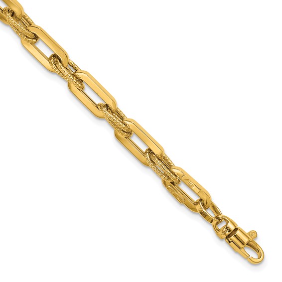 Herco 14K Polished and Textured Fancy Link 7.5 inch Bracelet