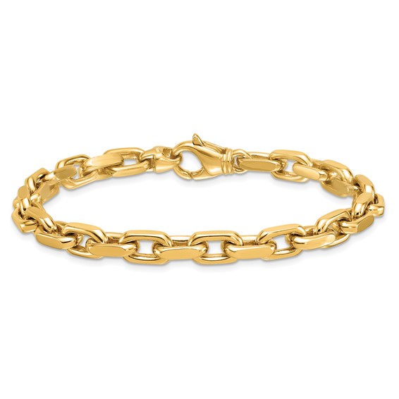 Herco 18K Polished Solid 6.2mm Flat Edge Cable 9 Inch Chain Bracelet