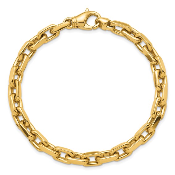 Herco 18K Polished Solid 6.2mm Flat Edge Cable 9 Inch Chain Bracelet