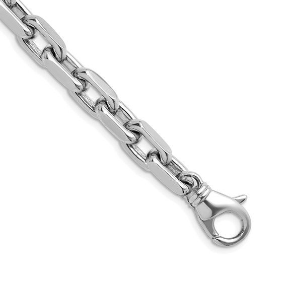 Herco Platinum Polished Solid 7.7mm Flat Edge Cable 8.5in Chain Bracelet
