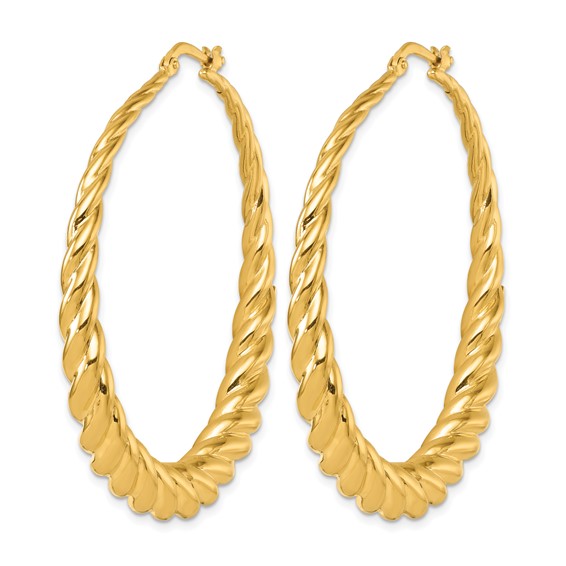 Herco Gold Polished and Twisted Hoop Earrings