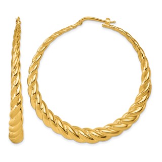 Herco Gold Polished and Twisted Hoop Earrings