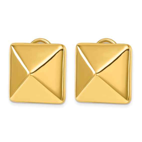 Herco 14K Polished 19.2mm Stud Square Post Omega Back Earrings