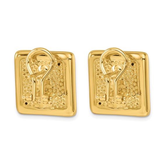 Herco 14K Polished 19.2mm Stud Square Post Omega Back Earrings