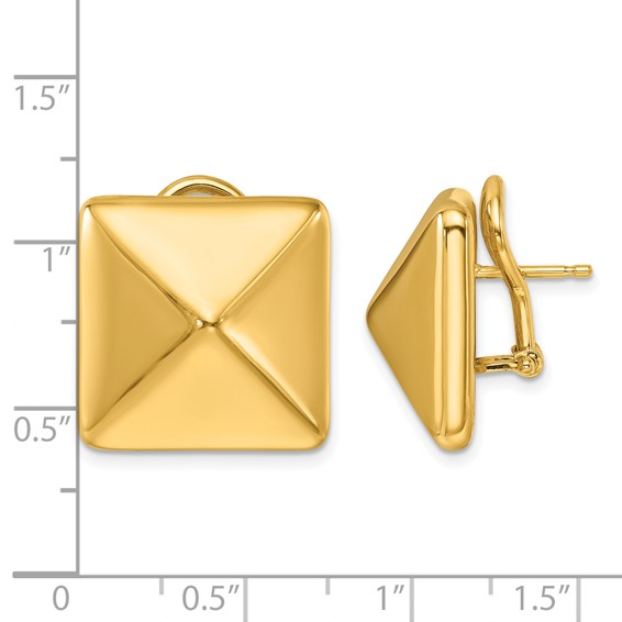 Herco 14K Polished 19.2mm Stud Square Post Omega Back Earrings