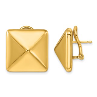 Herco 14K Polished 19.2mm Stud Square Post Omega Back Earrings