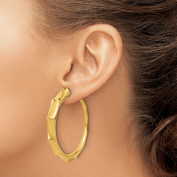 Herco 14K Polished Textured Graduated Round Hoop Earrings