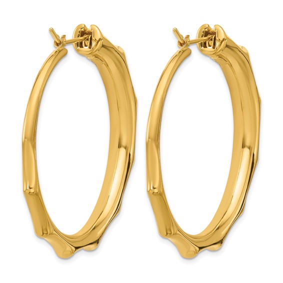 Herco 14K Polished Textured Graduated Round Hoop Earrings