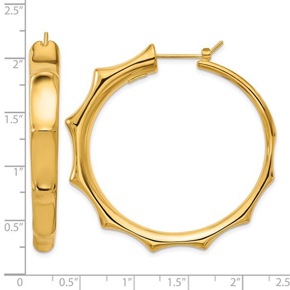 Herco 14K Polished Textured Graduated Round Hoop Earrings