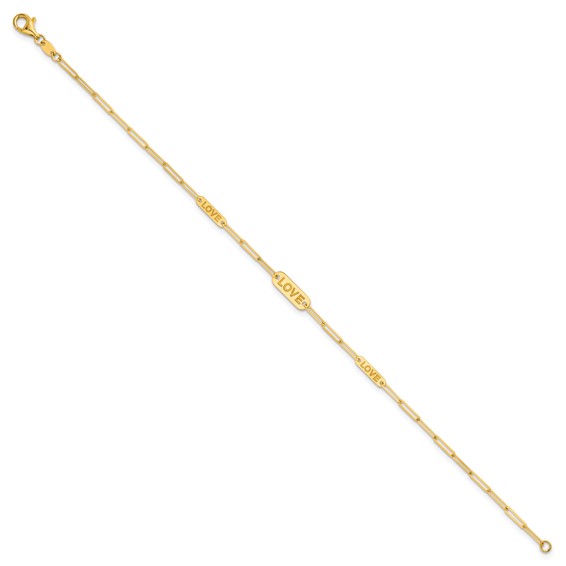 Herco 14K Polished LOVE Paperclip Link 7.25 inch Bracelet