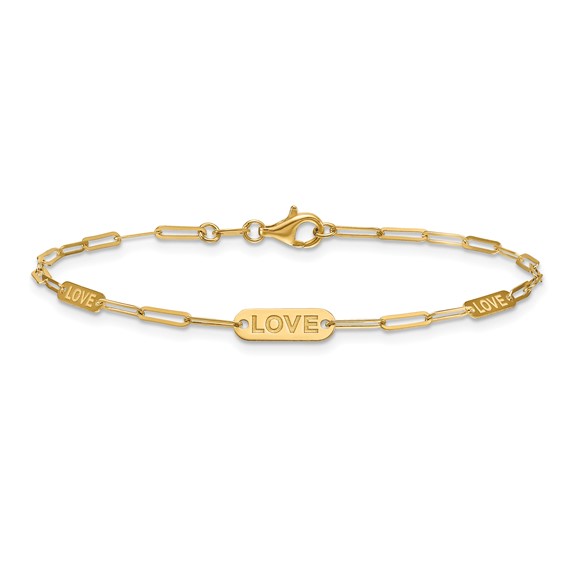 Herco 14K Polished LOVE Paperclip Link 7.25 inch Bracelet