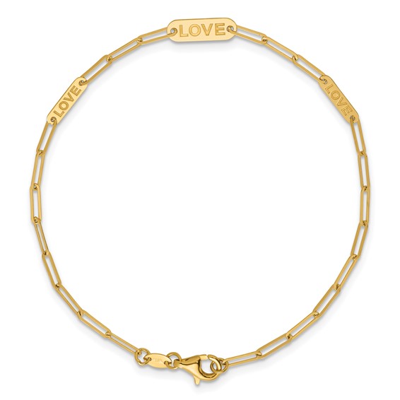 Herco 14K Polished LOVE Paperclip Link 7.25 inch Bracelet