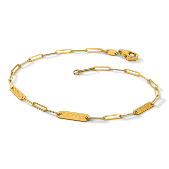 Herco 14K Polished LOVE Paperclip Link 7.25 inch Bracelet