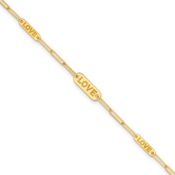 Herco 14K Polished LOVE Paperclip Link 7.25 inch Bracelet