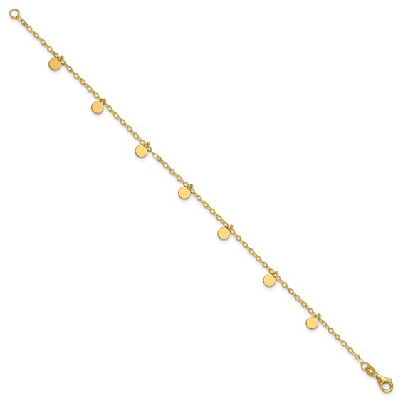 Herco 14K Polished Dangle Circle Disc Station 7.25 inch Bracelet