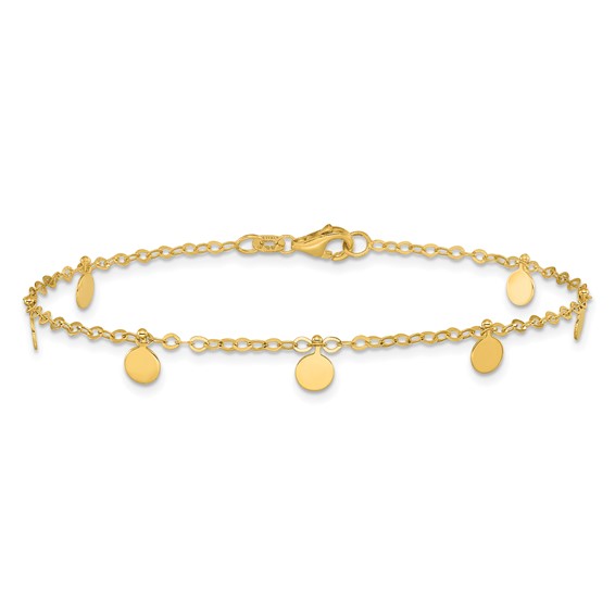 Herco 14K Polished Dangle Circle Disc Station 7.25 inch Bracelet