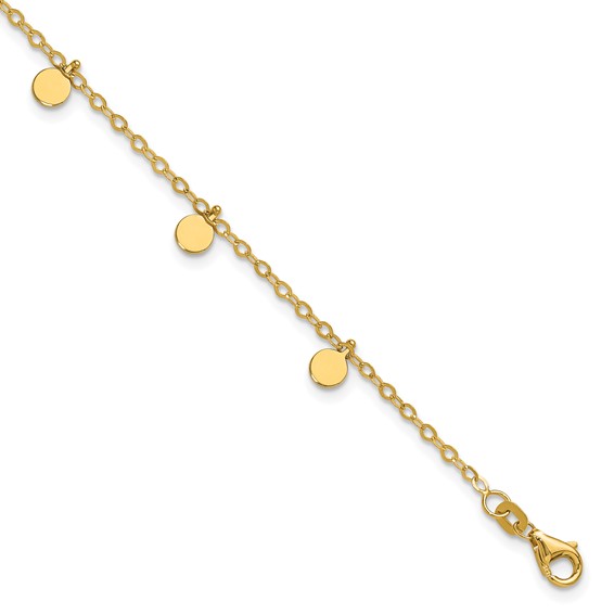 Herco 14K Polished Dangle Circle Disc Station 7.25 inch Bracelet