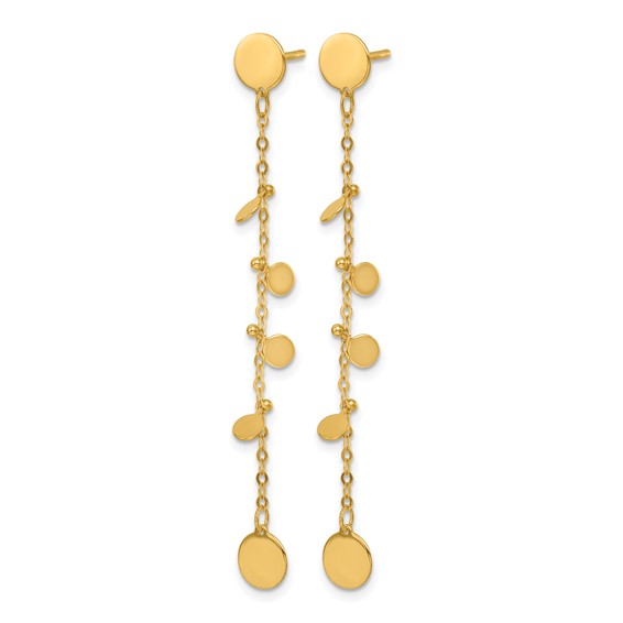 Herco 14K Polished Discs Post Dangle Earrings
