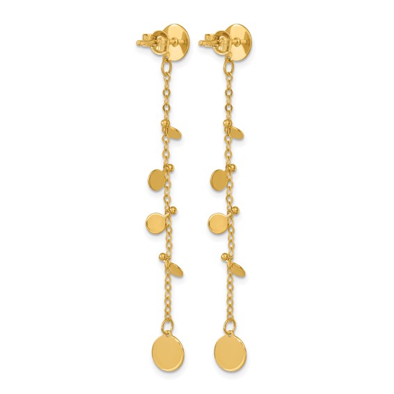 Herco 14K Polished Discs Post Dangle Earrings