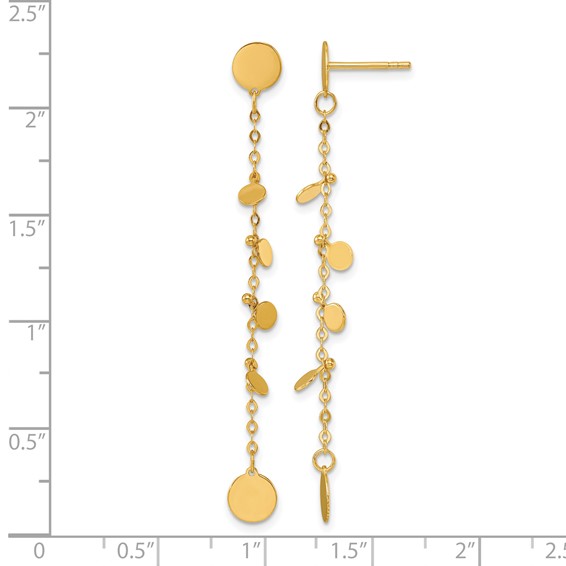 Herco 14K Polished Discs Post Dangle Earrings