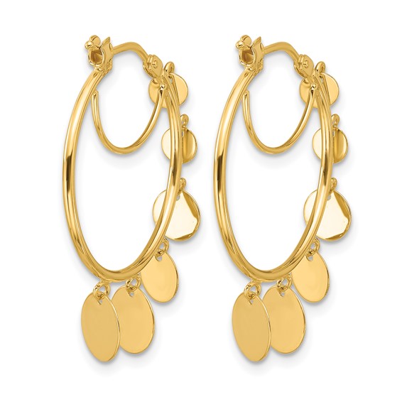 HERCO Gold Graduated Disc Small Hoop Earrings