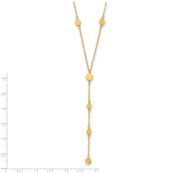 Herco 14K Polished Circle Disc Station Y-Drop 16 Inch with 2 Inch Extension Necklace