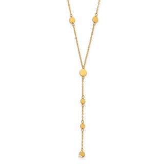 Herco 14K Polished Circle Disc Station Y-Drop 16 Inch with 2 Inch Extension Necklace