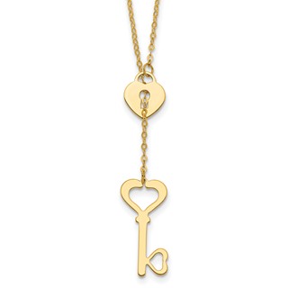Herco 14K Gold Necklace Heart & Key