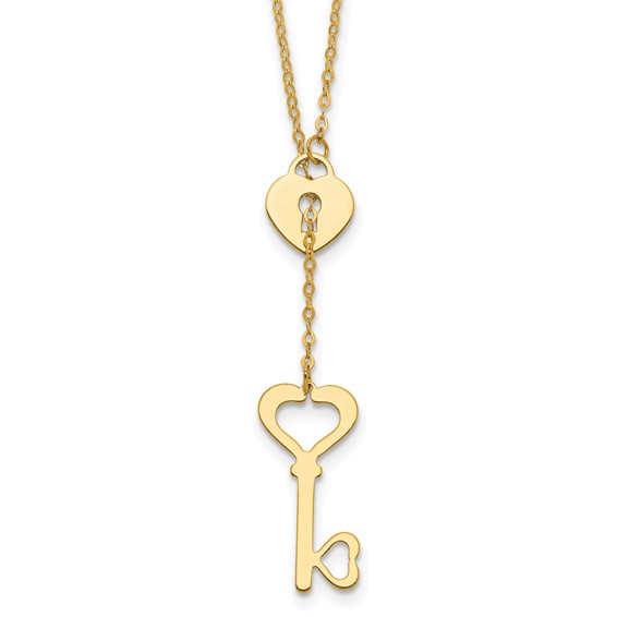 Herco 14K Gold Necklace Heart & Key