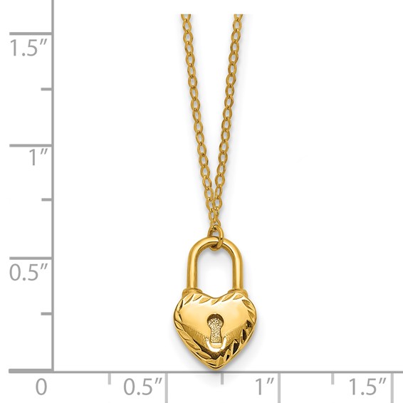 Herco 14K Gold Heart Lock Necklace