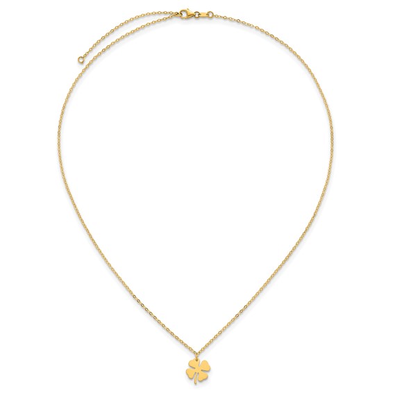 Herco 14K Polished Four-Leaf Clover 16 Inch with 2 Inch Extension Necklace
