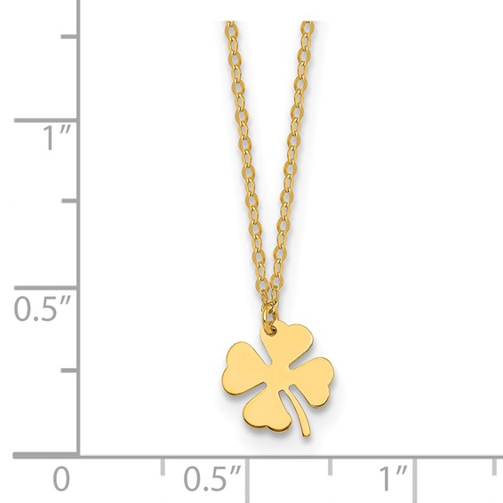 Herco 14K Polished Four-Leaf Clover 16 Inch with 2 Inch Extension Necklace