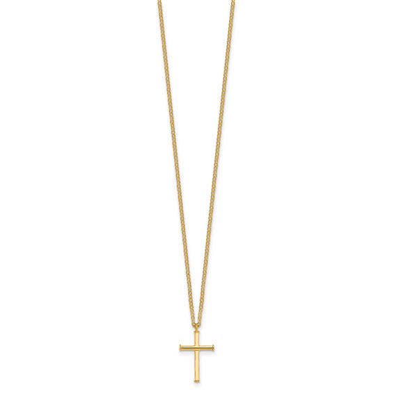 Herco 14K Polished Cross 16 Inch with 2 Inch Extension Necklace