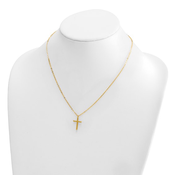 Herco 14K Polished Cross 16 Inch with 2 Inch Extension Necklace