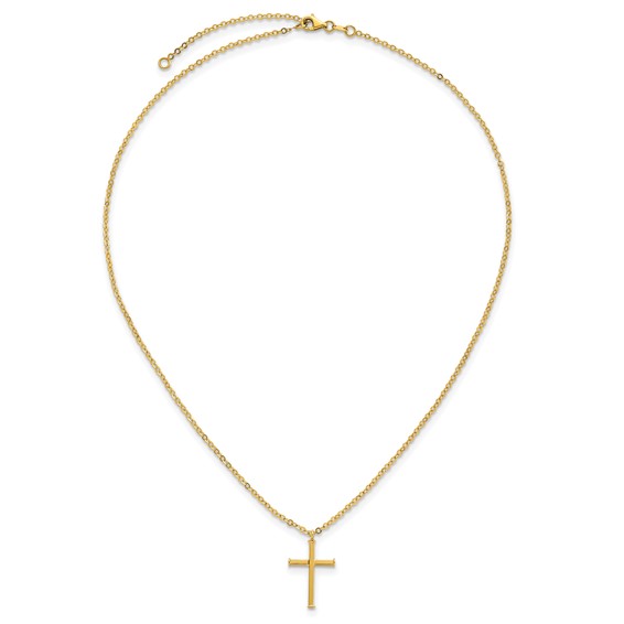 Herco 14K Polished Cross 16 Inch with 2 Inch Extension Necklace