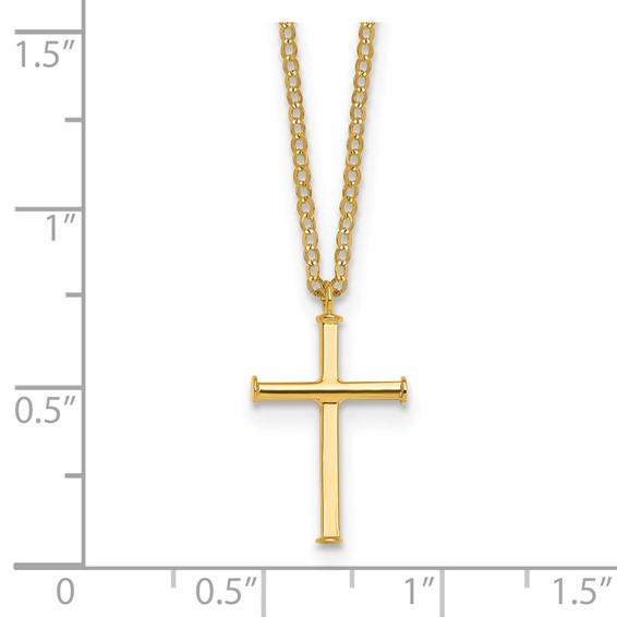 Herco 14K Polished Cross 16 Inch with 2 Inch Extension Necklace