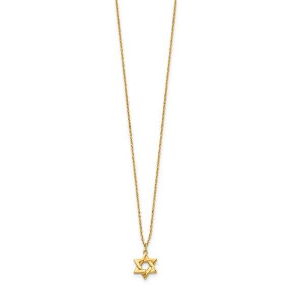 Herco 14K Polished Star of David 16 Inch with 2 Inch Extension Necklace